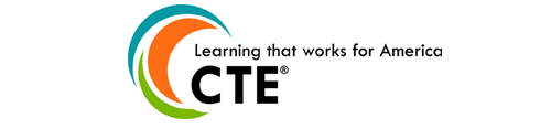 A picture of the logo for Career Technical Education: Learning that works for America.